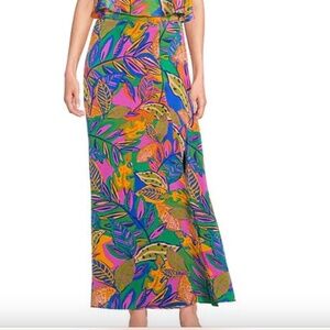 SUGARLIPS Kenzie High Waisted Multi Tropical Floral Satin Maxi Skirt - M